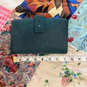 Teal Raw Leather Clutch